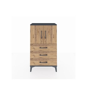 Arges Komodin 2 Raflı 3 Çekmeceli 2 Kapaklı 60x30x106 Antrasit-Çam
