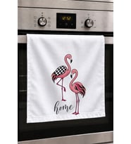 Valerine Life El Kurulama Havlusu 30x50cm Mutfak, Fırın için Pamuklu Emici Damalı Flamingo