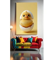 YUMURTADAN ÇIKAN CİVCİV Ev Duvar Salon Güzellik Salonu Ofis Dükkan Dekarasyon Kanvas Tablo (Çok Renkli)