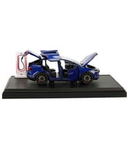 1:24 Ölçek Sesli Işıklı Kapıları Açılır  Şarj İstasyonlu Metal Tesla Model X Araba 18 Cm Mavi Renk