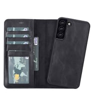 Samsung Galaxy S22 Plus Uyumlu Deri Cüzdanlı Kılıf MWWN RST1 (Siyah)
