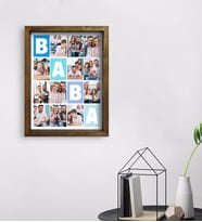 BK Gift Kişiye Özel Baba Temalı Doğal Masif Ahşap Çerçeveli Tablo 45x65cm-1