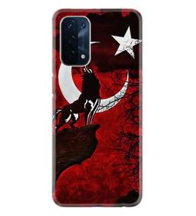 Kılıfland Oppo A74 Kılıf Desenli Silikon Resimli Kapak Wolf and Moon 2 Kılıf 1381