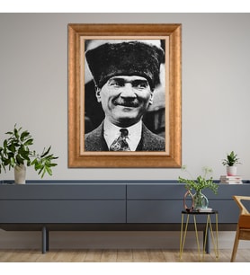 Altın Varaklı Paspartulu Çerçeveli Tablo hb555