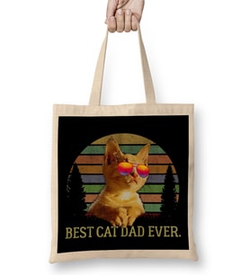 Best Cat Dad Ever Kedi Bez Çanta Uzun Saplı