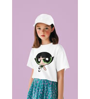 Power Puff Girls Buttercup Baskılı Unisex Çizgi Film Çocuk Tişört (1-12 Yaş)