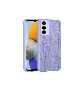 Samsung Galaxy M23 Uyumlu Kılıf Simli Desenli Kamera Korumalı Parlak Zore Popy Kapak (Kahverengi)