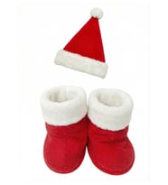 Bebek Noel Şapka ve Patik Takım (Kırmızı)
