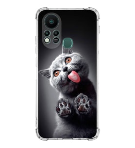 PrintiFy İnfinix Hot 11s Uyumlu Kedi 2 Baskılı Şeffaf Köşe Korumalı Antişok Kılıf