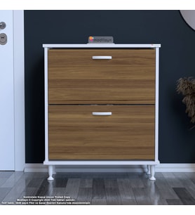 Modilayn UMAY Antre Hol 72 x 90 x 25, 5 cm’ lik 2 Düşer Kapak 4 Göz Bölmeli Ayakkabılık (Ceviz)