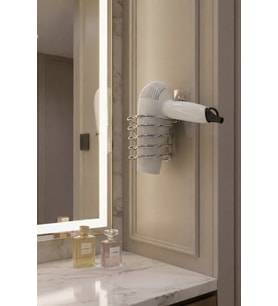 Metal Krom Yapışkanlı Saç Kurutma Makinesi Askısı - Banyo Duvar Düzenleyici MS-012