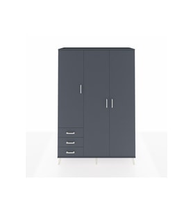 Hyperion Gardrop 6 Raflı 3 Çekmeceli Tek Askılı 132x44x195 Antrasit-Antrasit