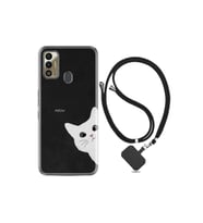 Tecno Spark 7t Kılıf Resimli Desenli Silikon Boyun Askılı Çılgın Kedi 1895