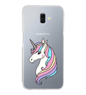 Samsung Galaxy J6 Plus Uyumlu Kamera Korumalı Kapak Unicorn Tasarımlı  Şeffaf  Kılıf