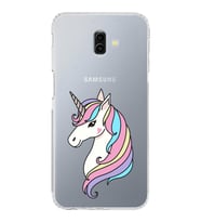 Samsung Galaxy J6 Plus Uyumlu Kamera Korumalı Kapak Unicorn Tasarımlı  Şeffaf  Kılıf