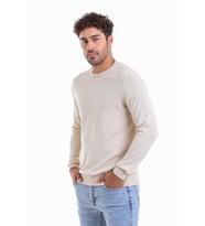 Hatemoğlu Bej Regular Fit %100 Pamuk Bisiklet Yaka Triko Kazak (Krem)