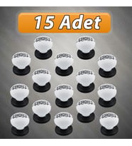 15 Adet Hanımeli Kulp Beyaz Polimer Düğme Kulp Siyah Tablalı Mobilya Mutfak Dolabı Çekmece Kulbu Kulpları
