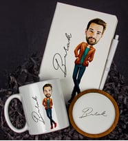 Kişiye Özel Karikatür Tasarım Defter Kalem Kupa Ve Bardak Altlığı Hediye Seti 96257