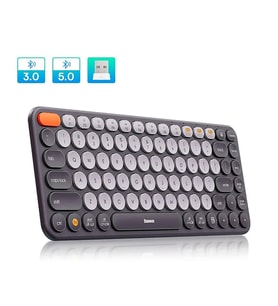 TriLine Baseus Kablosuz Bluetooth 5.0 İngilizce Sessiz Klavye Universal Çoklu Bağlantı 2.4GHz (Siyah)