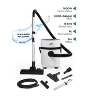 ES-07 Panda Islak & Kuru Elektrikli Süpürge  1000W Güçlü Motor  HEPA Filtreli  Toz Torbasız