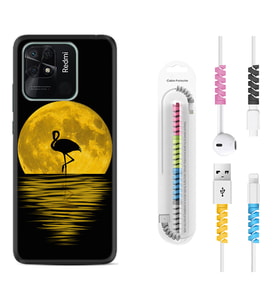 Xiaomi Redmi Note 7 8 9 Pro 10 2022 10 Pro 10S Kılıf Kablo Koruma Spiral Silikon Ay ve Flamingo 1775