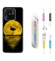Xiaomi Redmi Note 7 8 9 Pro 10 2022 10 Pro 10S Kılıf Kablo Koruma Spiral Silikon Ay ve Flamingo 1775