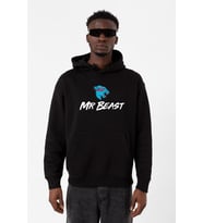 Mr Beast Siyah Erkek 3ip Kapşonlu Sweatshirt