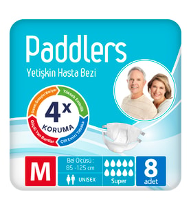 Paddlers Yetişkin Hasta Bantlı Bez Medium 8 Adet – Deneme Paketi