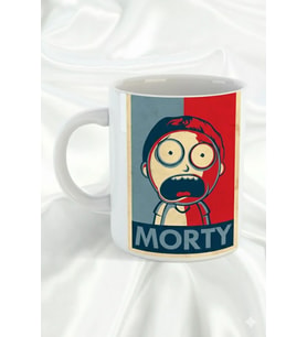 "Rick and Morty " Morty Tasarımlı Hediyelik Porselen Kupa Bardak (Beyaz)