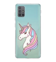 Samsung Galaxy A71  Kamera Korumalı  Kapak Unicorn Tasarımlı  Şeffaf Kılıf