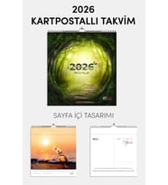 Yeni Yıl Hediye Takvimi - Mottolu, ve Kartpostallı Duvar ve Masa Tipi Seçenekli Takvim