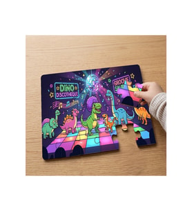 Dino Discotheque - Çılgın Dinozorlar Tasarımlı 24 Parça Ahşap Çocuk Puzzle