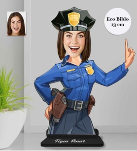 Kişiye Özel Polis Kadın Ahşap Eco Biblo -2