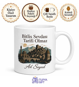 Bitlis Memleket Temalı Kişiye Özel Baskılı Kupa Bardak Hediye