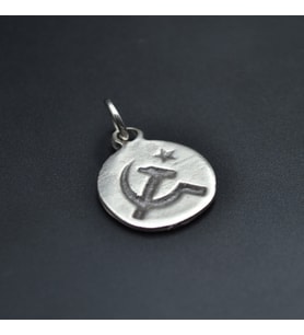 Minimal Orak Çekiç Kolye Ucu - Antik Gümüş Kaplama - Kod:9