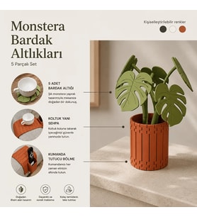 Monstera Bardak Altlığı Seti