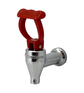 Semaver İle Uyumlu Musluk Göstergesiz, İçten Dişli, Basmalı, Demir, Kırmızı Saplı, Kayalar Kazan ve Çaycı Musluğu 7,5cm