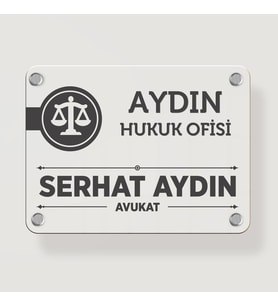 Avukatlara Özel Kapı Tabela Büro Ofis Mini Giriş Tabelası Avukat Ofis Tabela (Siyah)