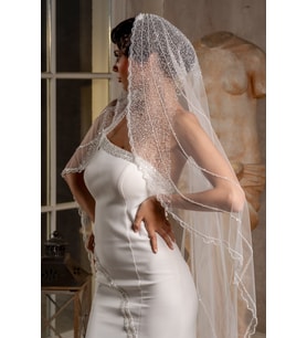 D362 DESENLİ GELİN DUVAĞI (Beyaz)