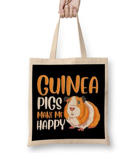 Guinea Pigs Make Me Happy Adorable Pet Guinea Pig Bez Çanta Uzun Saplı