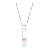 Gümüş Kolye Pırlanta Kolye (C Kırmızı) (Rose - Gümüş)