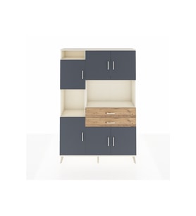 Arges Dolap 8 Raflı 2 Çekmeceli 6 Kapaklı 132x30x195 Aytaşı-Antrasit/Çam