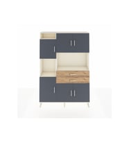 Arges Dolap 8 Raflı 2 Çekmeceli 6 Kapaklı 132x30x195 Aytaşı-Antrasit/Çam