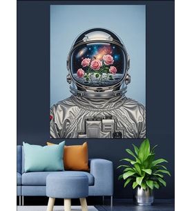 Astronot Kafatası Uzay Sanatı Dekoratif Kanvas - Mdf Ahşap Tablo