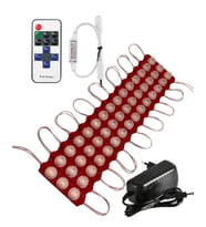 20 Adet 24 Volt 3 Watt 3 Lens Kırmızı 3030 Led Modül 12A Tek Renk RF Dimmer 2A Priz Tipi Adaptör Set