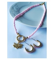 Lotus Çiçeği Kolye Küpe Seti