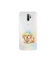 Oppo A5 2020 ile Uyumlu Splash Köpek Tasarımlı Şeffaf Silikon Kılıf