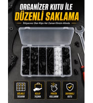 Profesyonel Oto Klips Tamir Seti 6 Farklı Model Plastik Sabitleme Pimi Organizer Kutulu