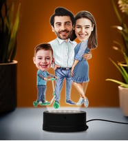Doğum Günü Hediyesi,Sevgiliye Hediye, Kişiye Özel Fotoğraflı Aile 4 Karikatür 3D Led Lamba (Beyaz)