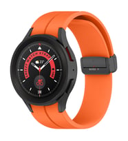 Samsung Galaxy Watch 4 5 Pro 40 42 44 45 46mm Uyumlu Kavisli Coastal Manyetik Tokalı Silikon Kordon (Turuncu)